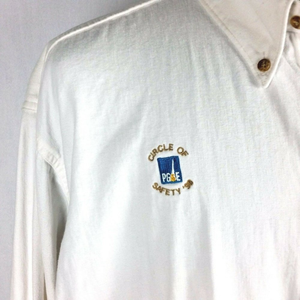 PGE Mens 2x Work Shirt Logo Button Down Collar Pocket Uniform Cotton Flannel